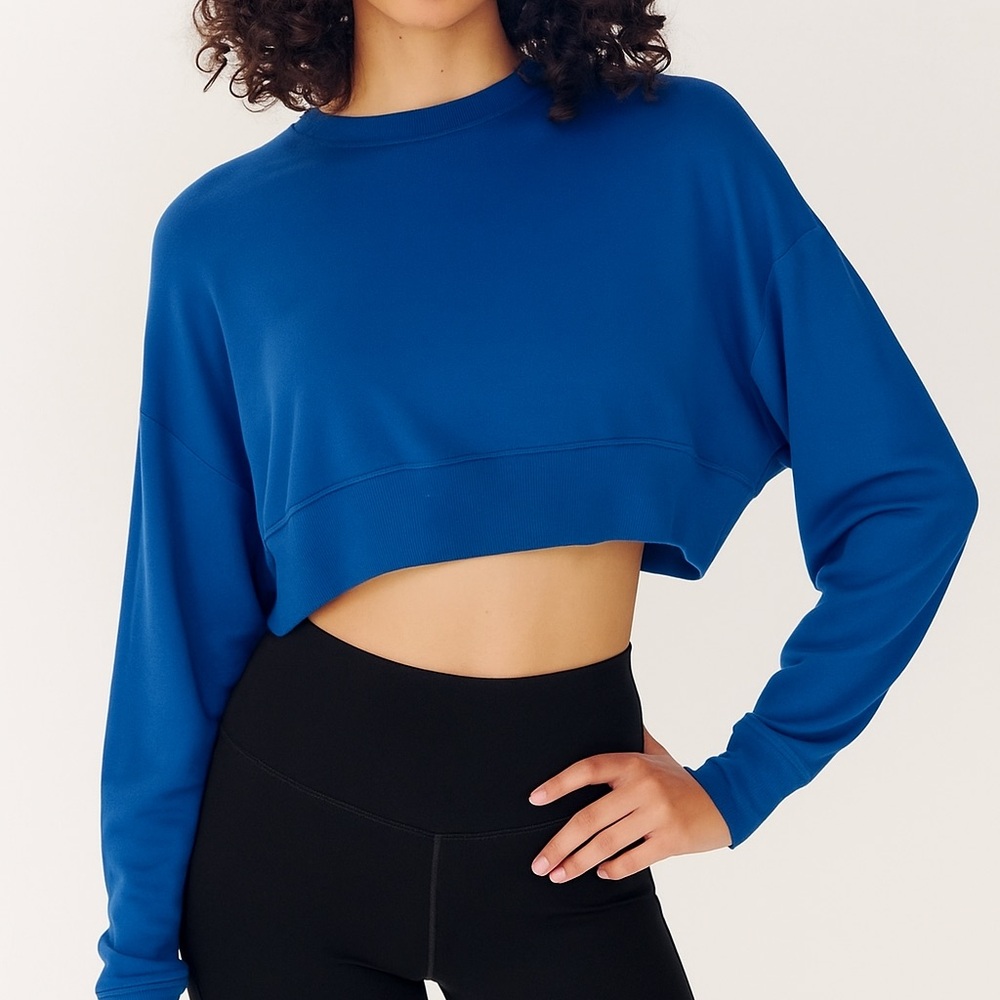 Splits59 Blue Asymmetrical Cropped Hoodie